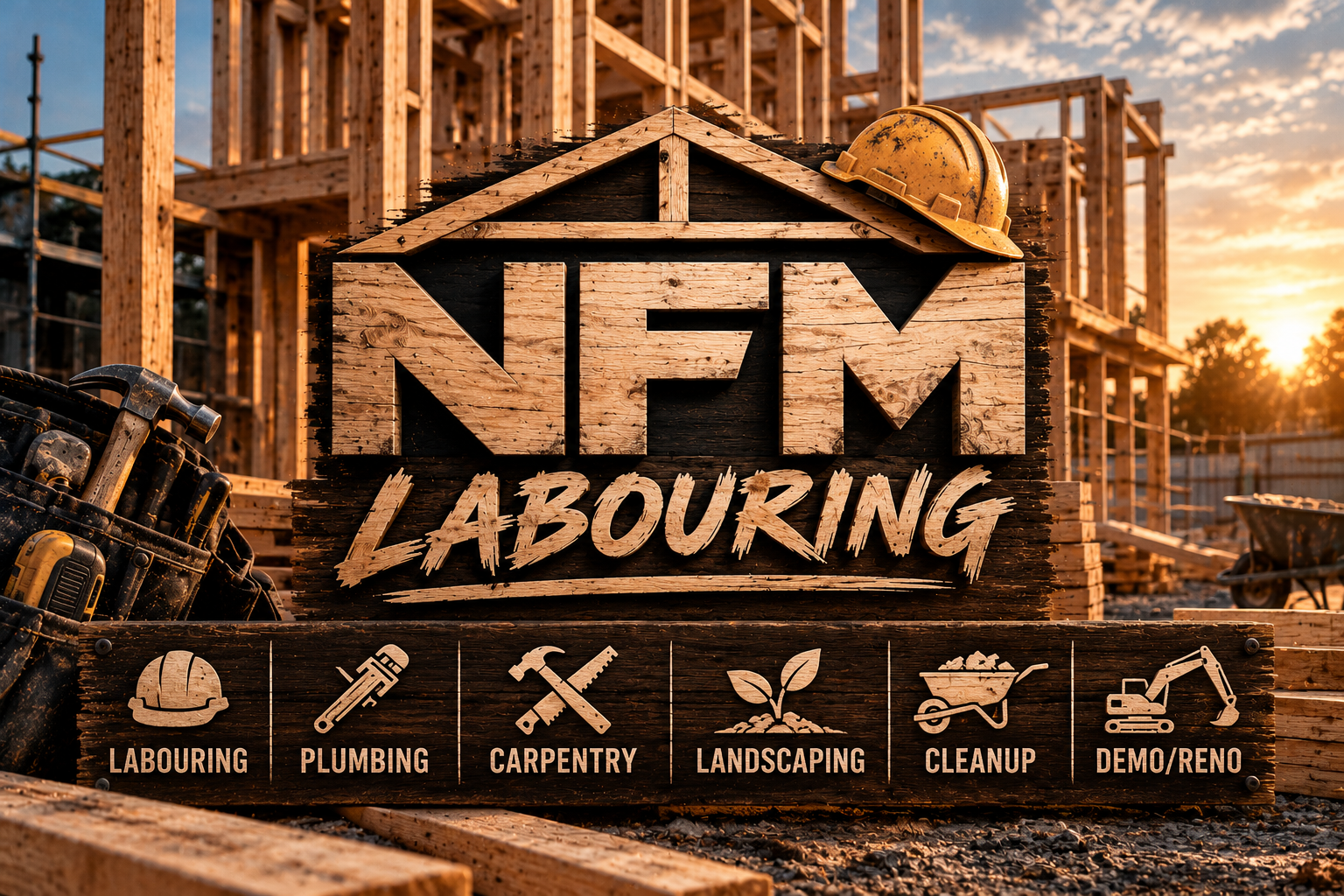 NFM Labouring timber construction branding